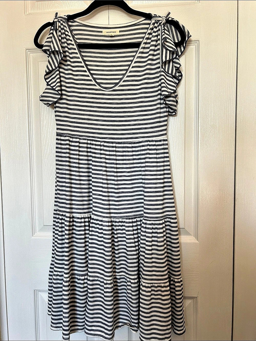Max Studio Striped Midi Dress in Blue & White Small